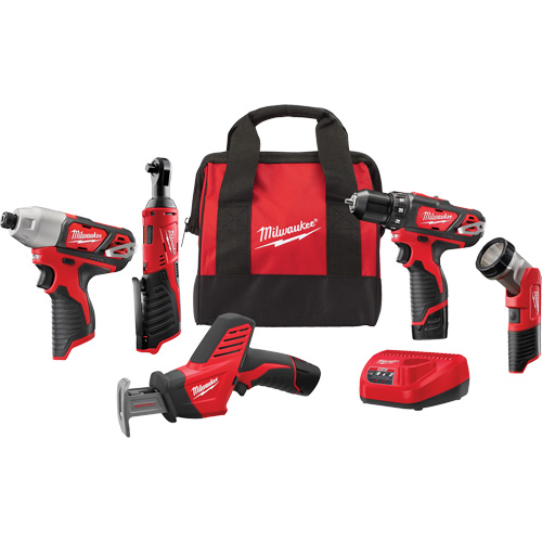 Ensemble 5 pi&egrave;ces doutil combin&eacute; sans fil Redlithium M12, Lithium-ion, 12 V Duraquip Inc