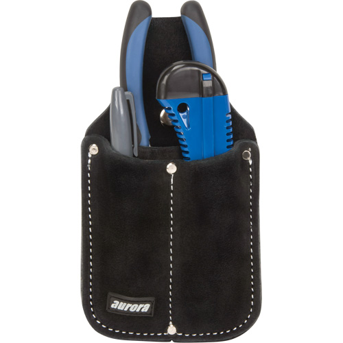 Utility Pouch, Knife Holder, Leather, 3 Pockets Duraquip Inc