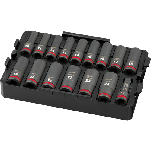 Jeu de douilles profondes 3/8" Shockwave Impact Duty Packout, 16 Mcx, Chocs, Prise de 1/2", Profond Duraquip Inc