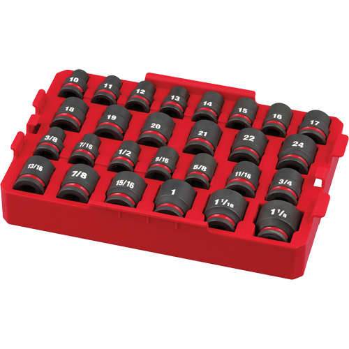 Jeu de douilles profondes 3/8" Shockwave Impact Duty Packout, 27 Mcx, Chocs, Prise de 1/2" Duraquip Inc