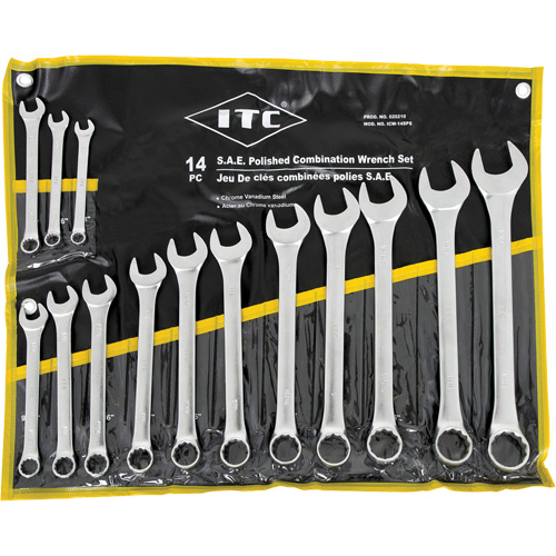 ICW-14PS Polished Wrench Set, Combination, 14 Pieces, Imperial Duraquip Inc