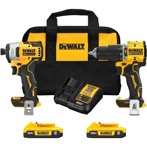 Atomic Cordless & Brushless Two-Tool Combo Kit, Lithium-Ion, 20 V Duraquip Inc