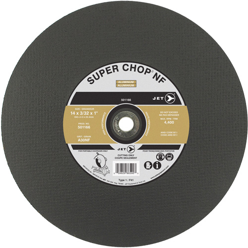 A30NF Super Chop Cut-Off Wheel, 14" x 3/32", 1" Arbor, Type 1, 4400 RPM Duraquip Inc