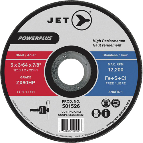 Meule &agrave; tronçonner PowerPlus ZX46HP, 7" x 1/16", Arbre de 7/8", Type 1, 8500 Tr/min Duraquip Inc