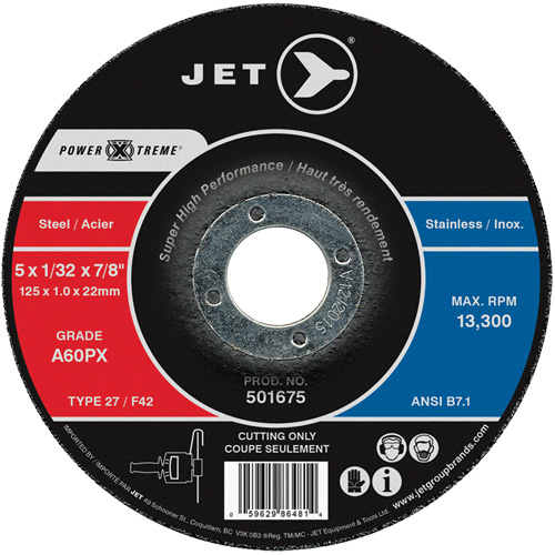 Meule &agrave; tronçonner Power-Xtreme A60PX, 4-1/2" x 3/64", Arbre de 7/8", Type 27, 13 300 Tr/min Duraquip Inc