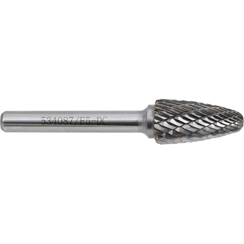 F5-DC Jet-Kut&reg; GP Carbide Burr, 1/2" Dia., 1" Depth of Cut Duraquip Inc