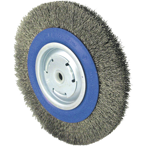 Crimped Wire Wheel Brushes, 8" Dia., 0.014" Fill, 1/2" - 5/8" - 2 Arbor Duraquip Inc
