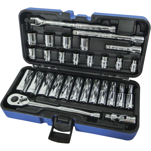 Jeux Rochets & douilles &agrave; 12 pans combin&eacute;s, 30 Mcx, Prise de 3/8", Profond Duraquip Inc