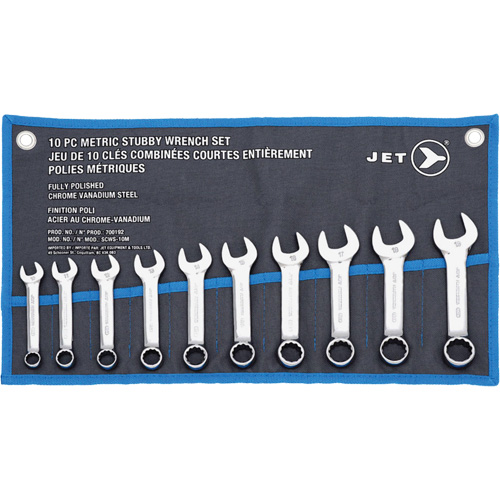 SCWS-10M Stubby Wrench Sets, Combination, 10 Pieces, Metric Duraquip Inc