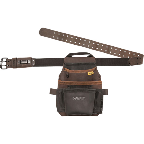 Tool Pouch & Belt, Multiple Tool Holder, Leather, 12 Pockets Duraquip Inc
