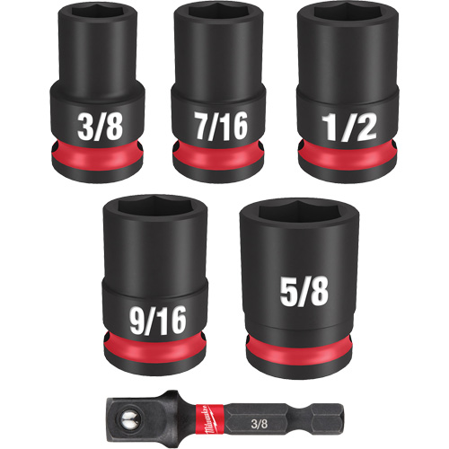 Jeu de douilles SAE &agrave; 6 pans Shockwave Impact Duty, 6 Mcx, Chocs, Prise de 3/8" Duraquip Inc