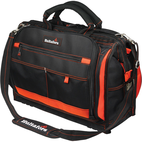 Porte-outils &agrave; compartiments multiples de 18", Polyester balistique, 50 pochettes, Noir/Rouge Duraquip Inc