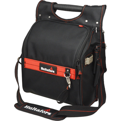 Pochette porte-outils pour &eacute;lectricien professionnel &agrave; fermeture &agrave; glissi&egrave;re, Polyester balistique, 19 pochettes, Noir/Rouge Duraquip Inc