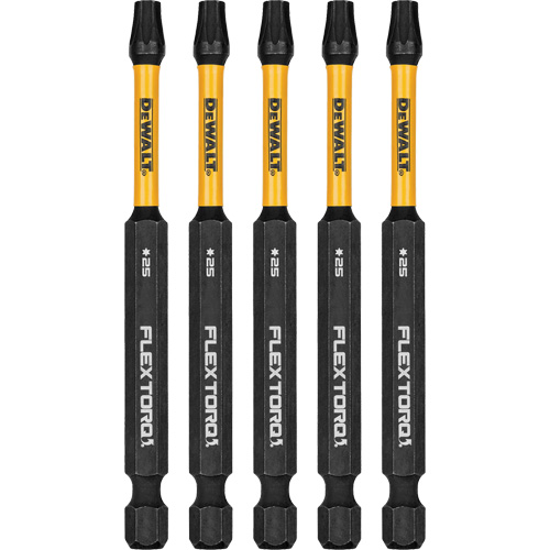 5-Piece FLEXTORQ&reg; Impact Screwdriving Bits, Torx, T-25, 1/4" Drive Duraquip Inc