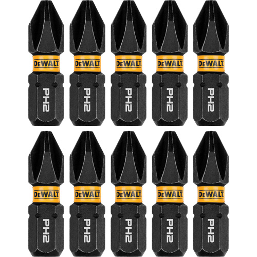 10-Piece FLEXTORQ&reg; Impact Driver Bit Set, Phillips, #2 Tip, 1/4" Drive Size, 1" Length Duraquip Inc