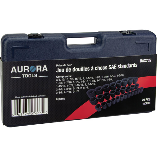 Jeu de douilles SAE, 29 Mcx, Chocs, Prise de 3/4" Duraquip Inc