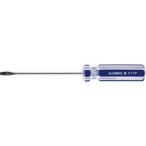 Tournevis &agrave; fente bleu transparent avec bandes , Tige de 1/8", Ronde, Prise en Plastique Duraquip Inc