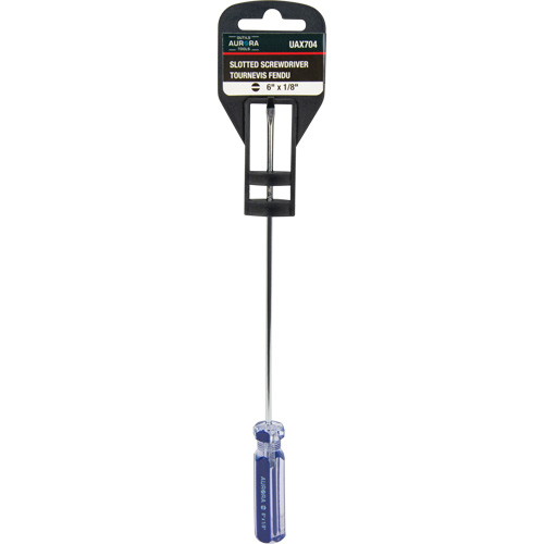 Tournevis &agrave; fente bleu transparent avec bandes, Tige de 1/8", Ronde, Prise en Plastique Duraquip Inc