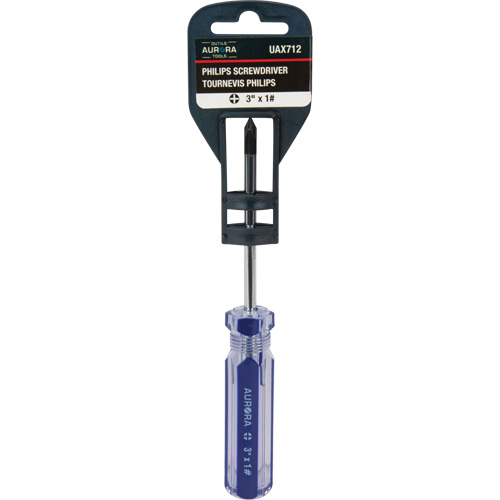 Blue Transparent Striped Philips Screwdriver, #1, Plastic Handle Duraquip Inc