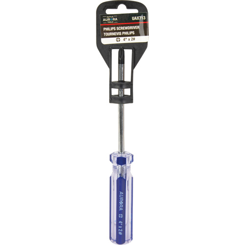 Tournevis Philips bleu transparent avec bandes, #2, Prise Plastique Duraquip Inc