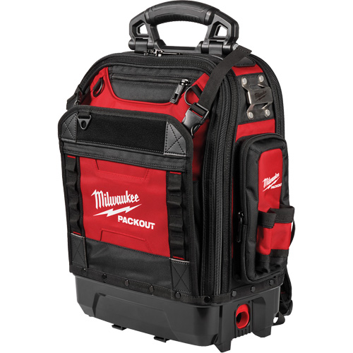 PackOut Structured Backpack, 9-1/2" L x 18" W, Black/Red, Polyester Duraquip Inc