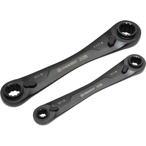 X6 4-in-1 Black Oxide Spline Ratcheting SAE Wrench Set, 2 Pieces, Imperial Duraquip Inc