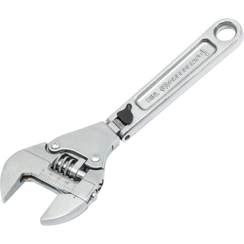 Adjustable Ratcheting Flex Wrench, 8" L, 2-27/50" Max Width, Chrome/Polished Duraquip Inc