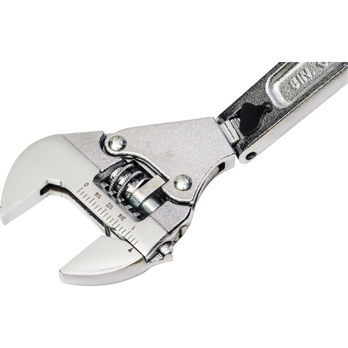 Adjustable Ratcheting Flex Wrench, 8" L, 2-27/50" Max Width, Chrome/Polished Duraquip Inc