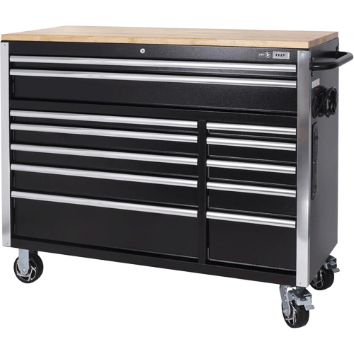HDRC5212 HD Series Roller Cabinet, 12 Drawers, 51-1/4" W x 21" D x 40-3/10" H, Black Duraquip Inc