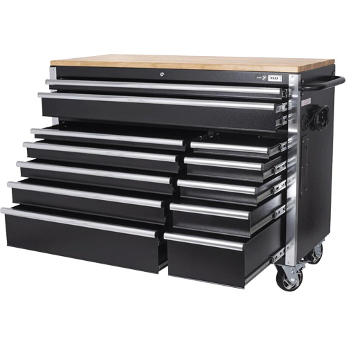 HDRC5212 HD Series Roller Cabinet, 12 Drawers, 51-1/4" W x 21" D x 40-3/10" H, Black Duraquip Inc