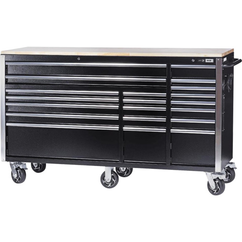 HDRC7220 HD Series Roller Cabinet, 20 Drawers, 72" W x 24" D x 42-3/10" H, Black Duraquip Inc