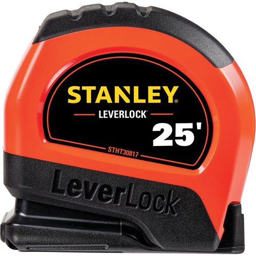 High-Visibility LEVERLOCK&reg; Tape Measure, 25', Imperial Graduations Duraquip Inc