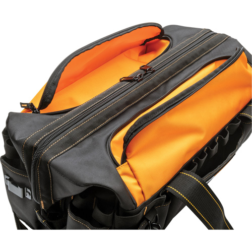 Professional 20" Tool Bag, Nylon, 33 Pockets, Black/Orange Duraquip Inc