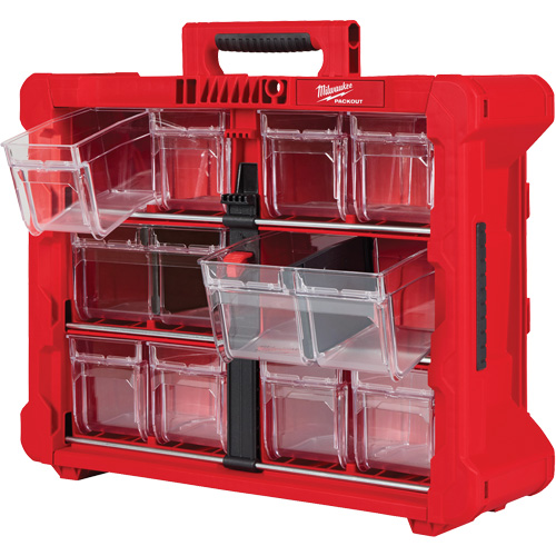 PACKOUT Tilt Bin Organizer, 15-1/5" x 19-7/10" x 6-7/10", Black/Red Duraquip Inc