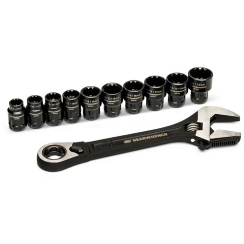 Ensemble de cl&eacute;s ajustable Pass-Thru 11 morceaux, 8" lo, la max. 1-1/8", Chrome/Poli Duraquip Inc