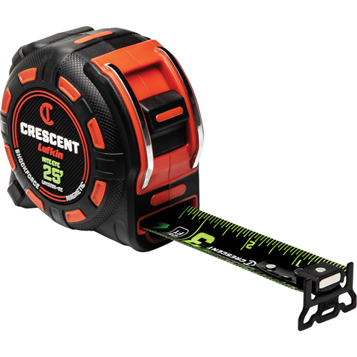 Ruban &agrave; mesurer magn&eacute;tique Shockforce NITE EYE, 1-1/4" x 25', Marques de goujon SAE Duraquip Inc