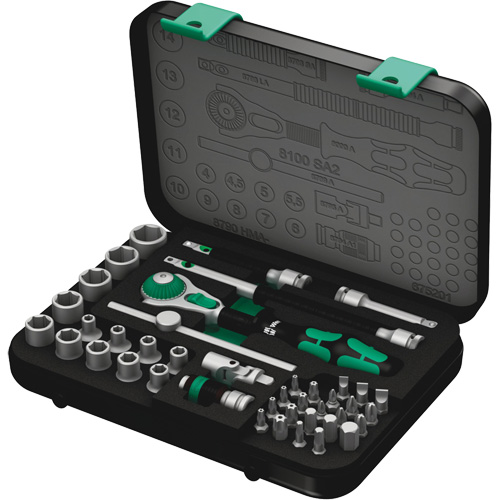 8100 SA 2 Zyklop Speed Ratchet Set, 42 Pcs, 3/8" Drive Size Duraquip Inc