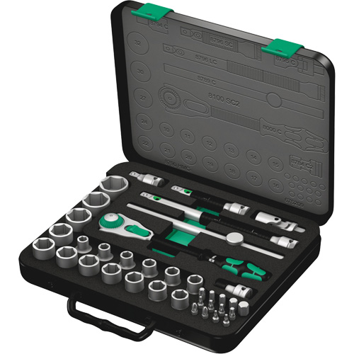 8100 SC 2 Zyklop Speed Ratchet Set, 37 Pcs, 3/8" Drive Size Duraquip Inc