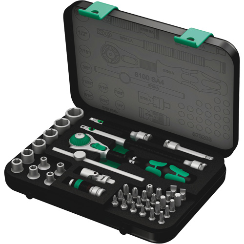 8100 SA 4 Zyklop Speed Ratchet Set, 41 Pcs, 1/4" Drive Size Duraquip Inc