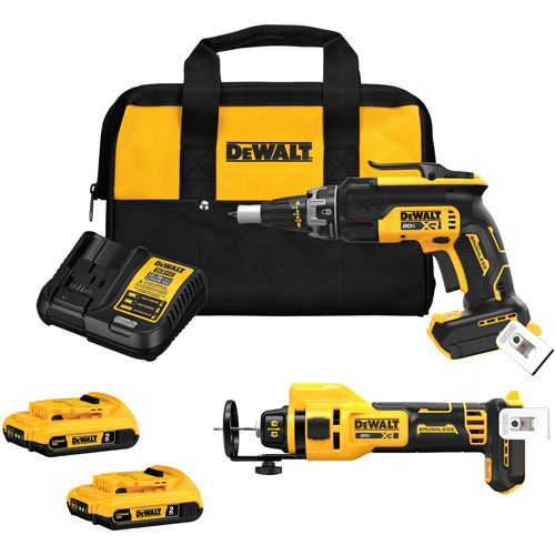 XR&reg; Brushless Drywall Screwgun & Cut-Out Tool Combo Kit, Lithium-Ion, 20 V Duraquip Inc