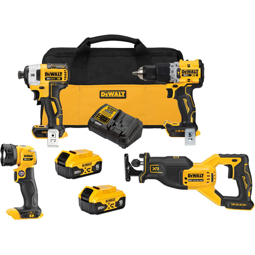 XR&reg; Brushless Cordless 4-Tool Combo Kit, Lithium-Ion, 20 V Duraquip Inc