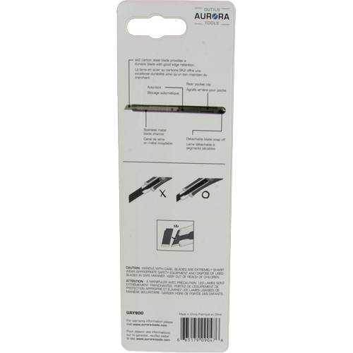 9mm Standard-Duty Knife, Stainless Steel, Plastic Handle Duraquip Inc