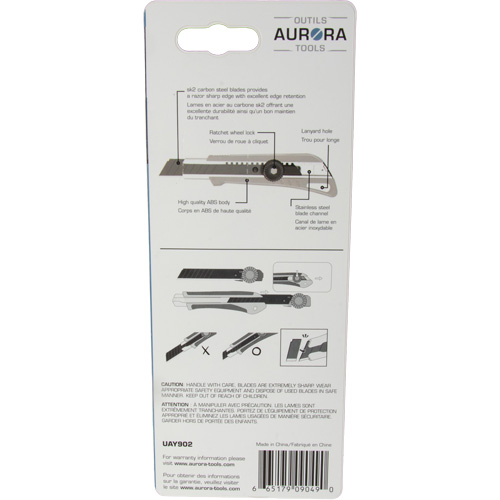 18mm Professional Knife with Ratchet, Stainless Steel, Heavy-Duty, Plastic Handle Duraquip Inc