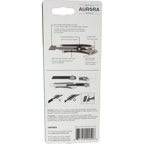 18mm Professional Knife, Stainless Steel, Heavy-Duty, Rubber Handle Duraquip Inc