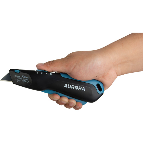 Retractable Safety Knife , Stainless Steel, Heavy-Duty, Plastic/Aluminum Handle Duraquip Inc
