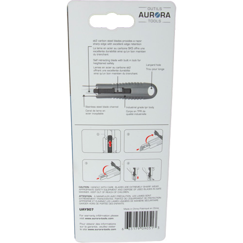 Standard-Duty Retractable Safety Knife, Stainless Steel, Rubber Handle Duraquip Inc