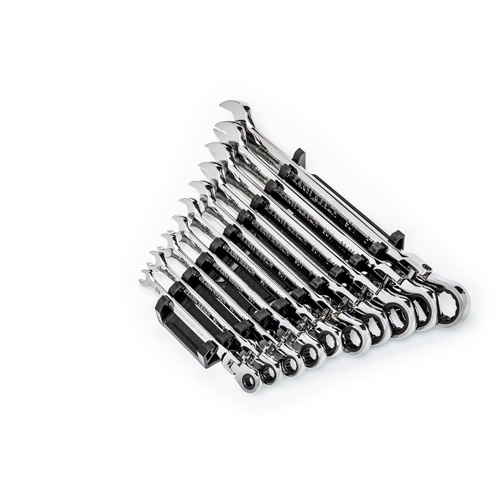 Jeu de cl&eacute;s SAE &agrave; 12 pans et 90 dents, T&ecirc;te articul&eacute;e/Combinaison &agrave; cliquet, 10 morceaux, Imp&eacute;rial Duraquip Inc