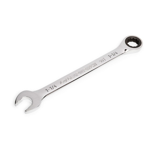 90-Tooth Ratcheting Combination Wrench, 12 Point, 1-1/4", Chrome Finish Duraquip Inc
