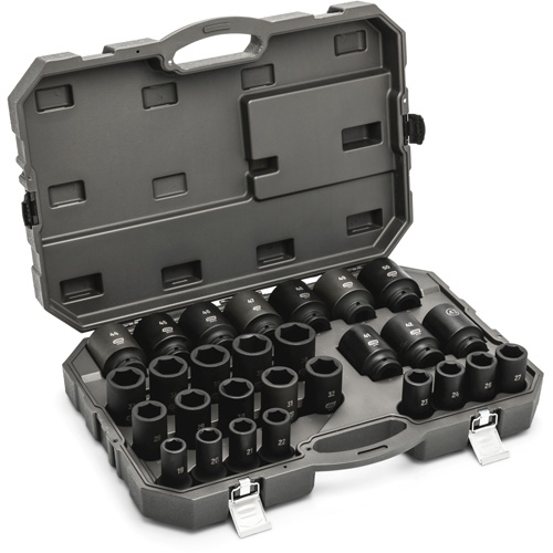 Jeu de douilles m&eacute;triques &agrave; 6 pans, 28 Mcx, Chocs, Prise de 3/4", Profond Duraquip Inc