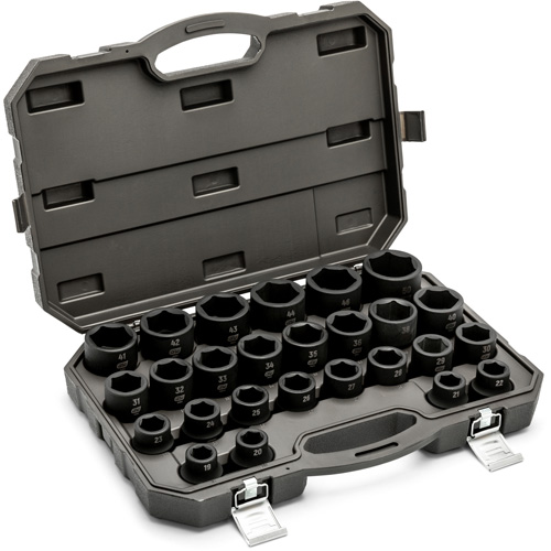 6 Point Metric Socket Set, 26 Pcs, Impact, 3/4" Drive Size Duraquip Inc